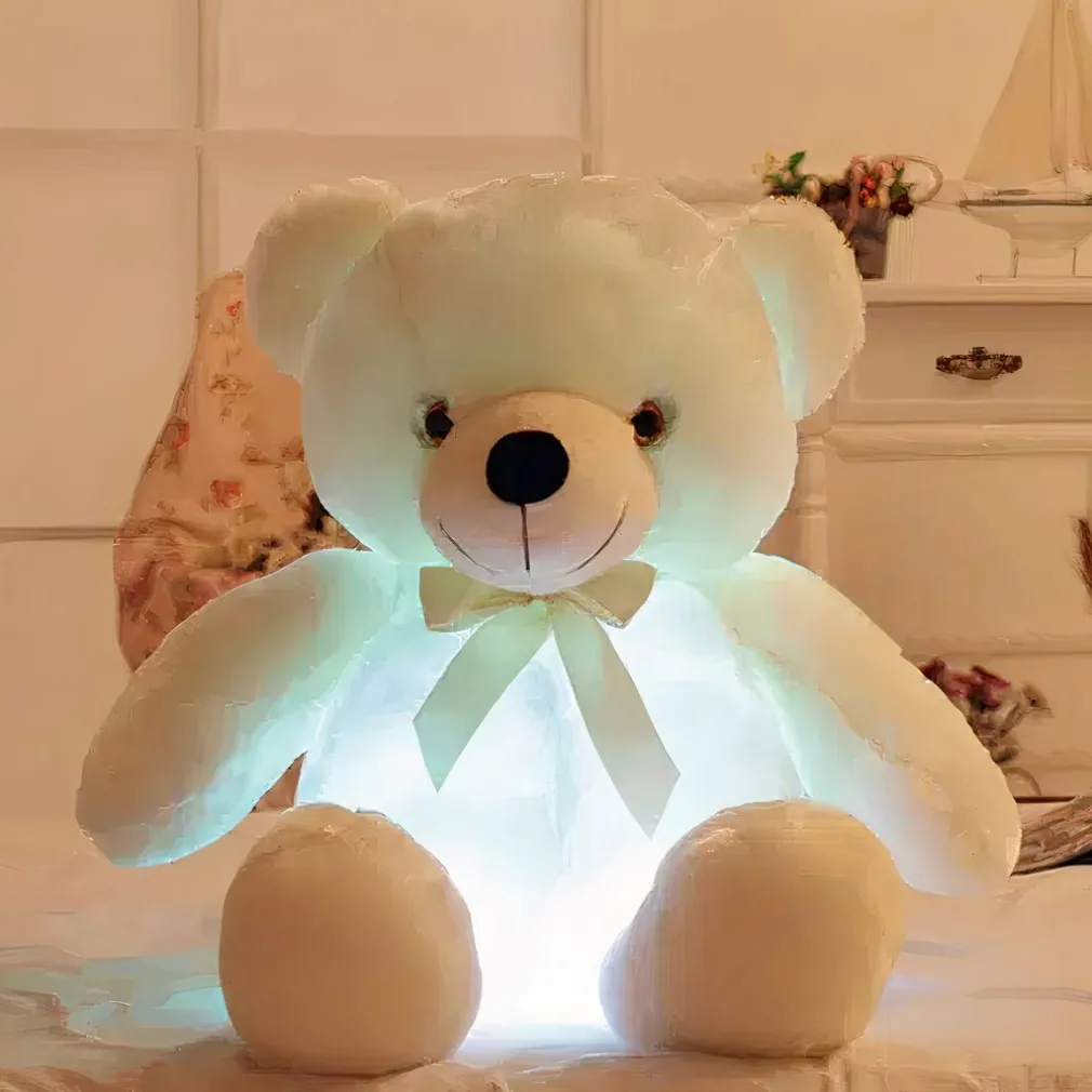 Peluche ours oreiller LED blanche