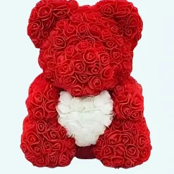 Peluche ours roses rouges