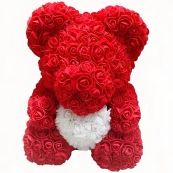 Peluche ours roses rouges