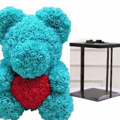 Peluche ours roses turquoises coffret collector
