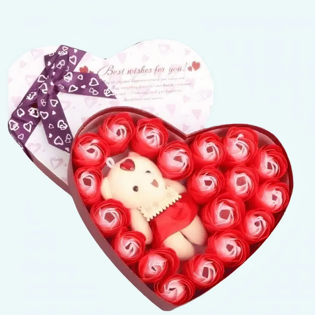 Peluche ours rouge coffret amour