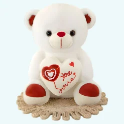Peluche ourson rose et blanc Love