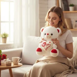 Peluche ourson rose et blanc Love