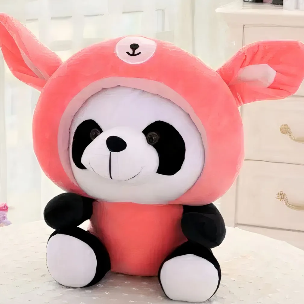 Peluche panda déguisé en lapin