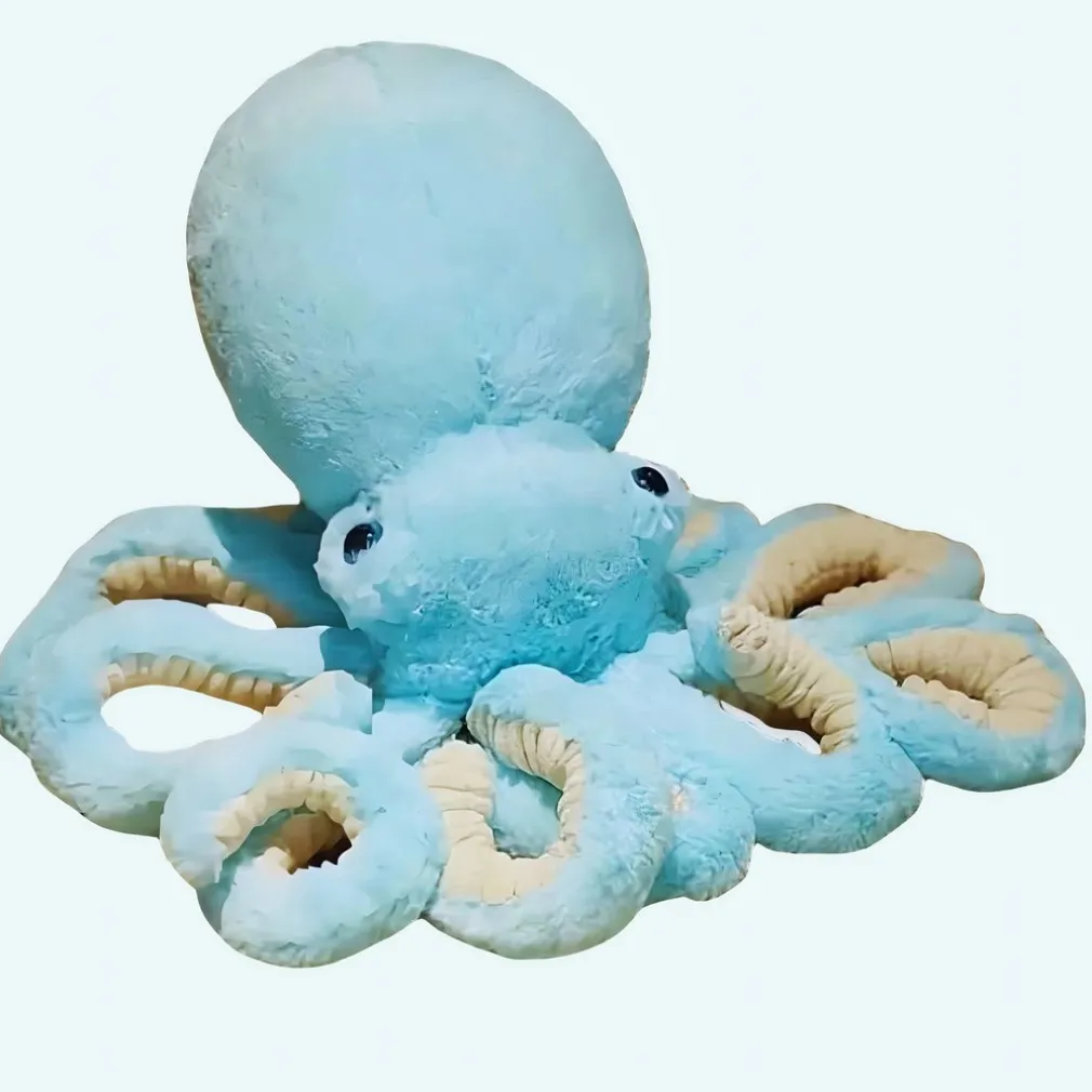 Peluche pieuvre bleue claire trop mignonne