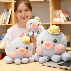 Peluche pieuvre Kawaii bleue