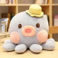 Peluche pieuvre Kawaii bleue