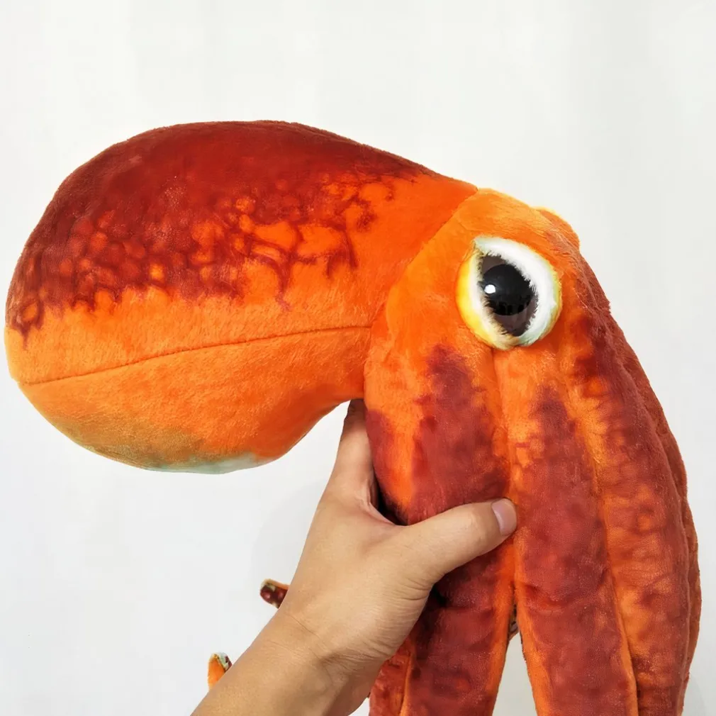 Peluche pieuvre réaliste orange