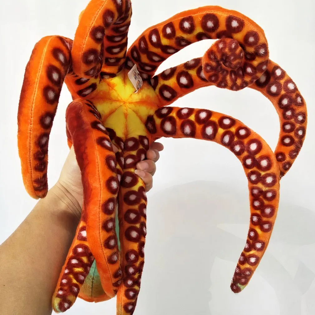 Peluche pieuvre réaliste orange