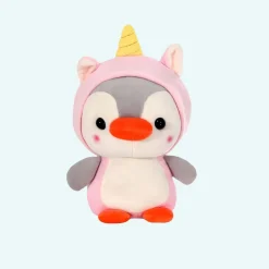 Peluche pingouin déguisé en licorne