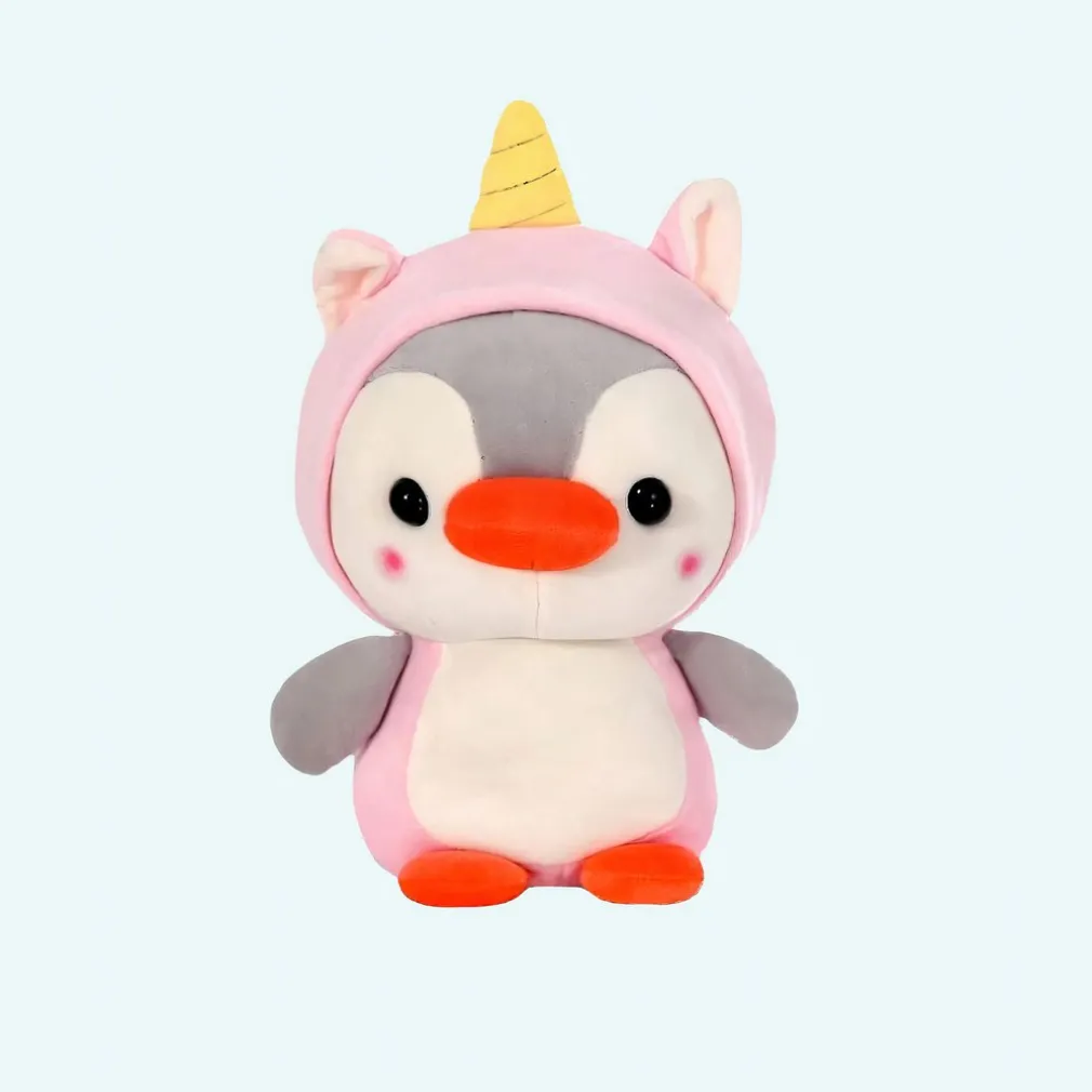 Peluche pingouin déguisé en licorne