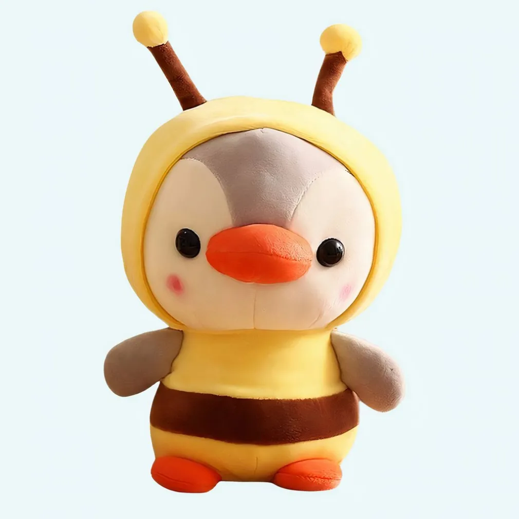 Peluche pingouin déguisé en abeille