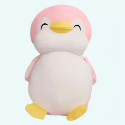 Peluche pingouin rose souriant