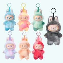 Peluche porte-clef style Labubu couleurs pop