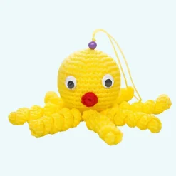 Peluche poulpe jaune douce tressée pour enfant
