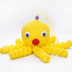 Peluche poulpe jaune douce tressée pour enfant