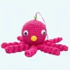 Peluche poulpe rose douce tressée pour enfant