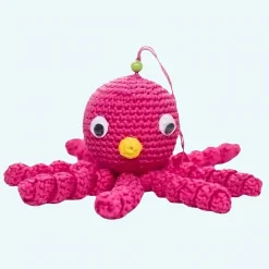 Peluche poulpe rose douce tressée pour enfant