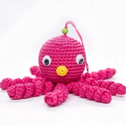 Peluche poulpe rose douce tressée pour enfant
