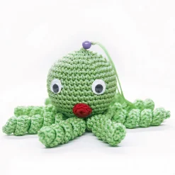 Peluche poulpe verte douce tressée pour enfant