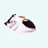 Peluche poupée chat noir et blanc qui dort