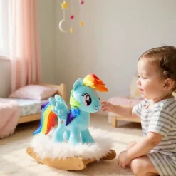 Peluche poupée licorne bleue
