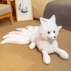Peluche renard blanc à poil doux