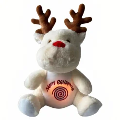 Peluche renne blanc ou marron de Noël qui respire avec berceuses