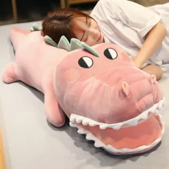 Peluche rigolote crocodile rose