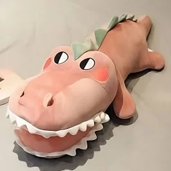 Peluche rigolote crocodile rose