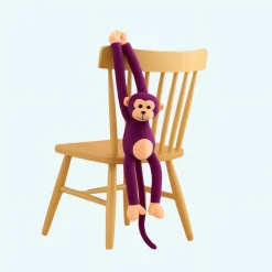 Peluche singe kawaii longue queue violette