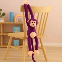 Peluche singe kawaii longue queue violette