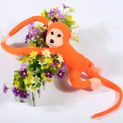 Peluche singe kawaii longue queue orange