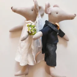 Peluche souris couple de mariés
