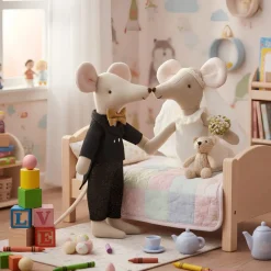 Peluche souris couple de mariés