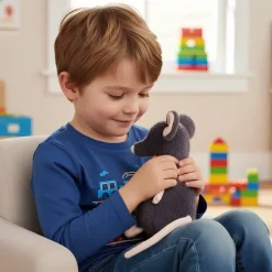 Peluche souris grise toute douce