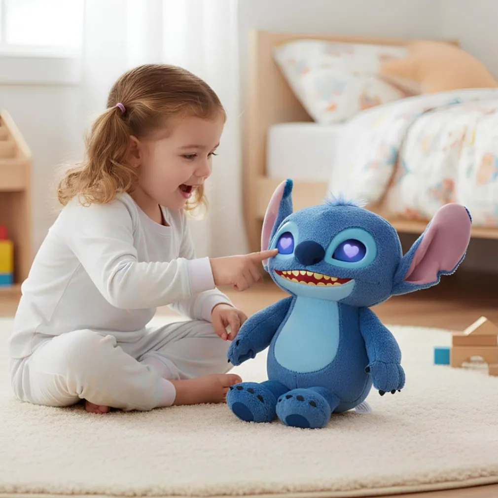 Peluche Stitch interactive parlante aux yeux LED