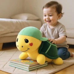 Peluche tortue verte à casquette