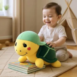 Peluche tortue verte à casquette