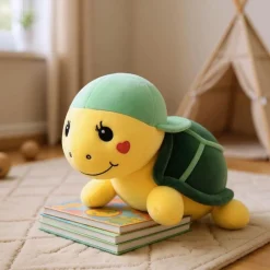 Peluche tortue verte à casquette