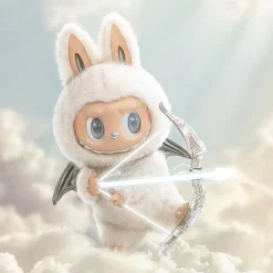 Peluche type Zimomo Labubu ange blanc