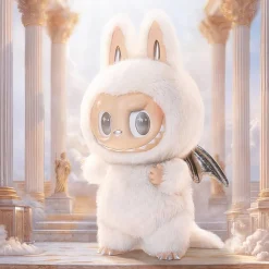 Peluche type Zimomo Labubu ange blanc