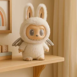 Peluche type Zimomo Labubu ange blanc