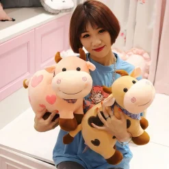 Peluche vache à motif coeur