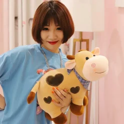 Peluche vache à motif coeur