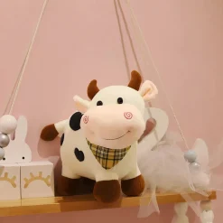 Peluche vache à motif coeur