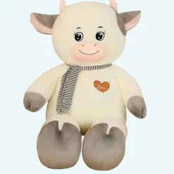 Peluche vache géante blanche grise