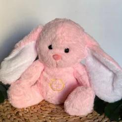 Peluche veilleuse de lapin rose qui respire