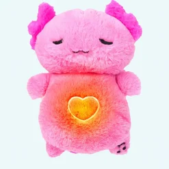 Peluche veilleuse rose d’axolotl qui respire avec berceuses intégrées