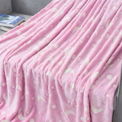 Plaid à imprimés lune et étoile lumineuse